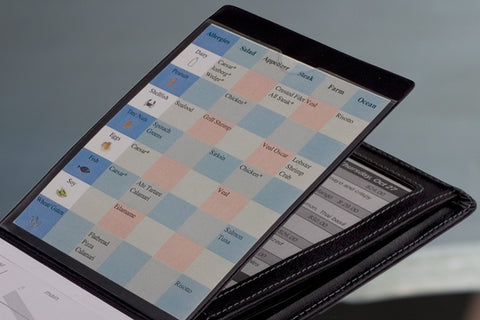 Our FREE online, customizable system makes it easy to create nine different restaurant cheatsheets perfectly sized for Waiter Wallet's clear pockets.