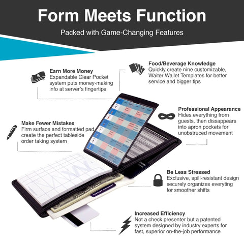 Waiter Wallet Clear Pocket Inserts put more valuable information where it counts: in waiter and waitresses hands, on the restaurant floor, every shift.