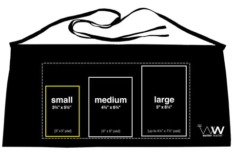 The Waiter Wallet Jr. Deluxe Restaurant Server Book Organzier fits perfectly in an apron pocket