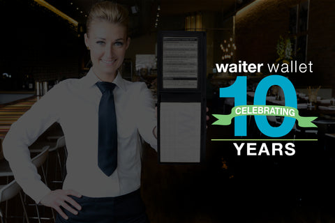 Waiter Wallet's 10th Anniversary. The first and best server organizer book for waiters and waitresses.