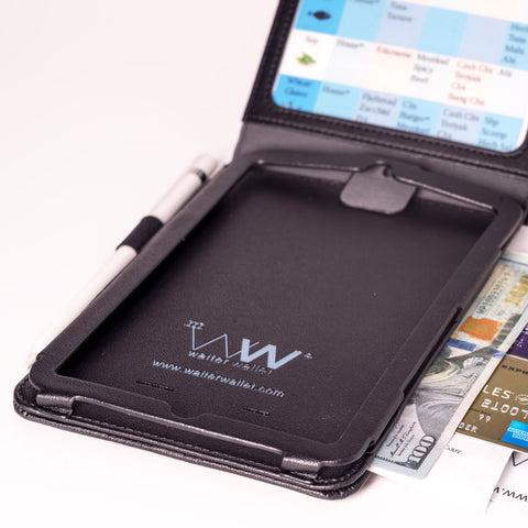 Waiter Wallet Deluxe iPad mini case securely holds the iPad mini while organizing everything else servers must carry.