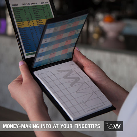 Waiter Wallet Clear Pocket Inserts put more valuable information where it counts: in waiter and waitresses hands, on the restaurant floor, every shift.