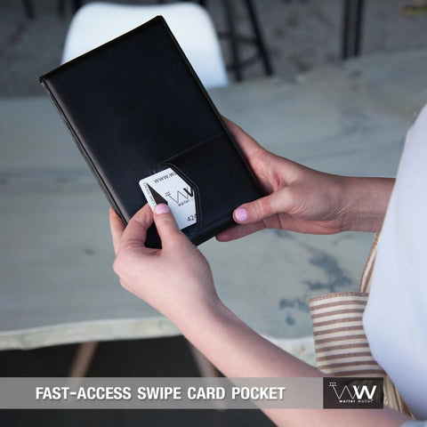 Waiter Wallet Sr's fast access POS swipe card pocket makes waiting tables fast and easy!